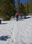 Hiking up the snow covered trail